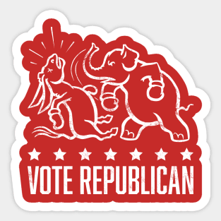 Vintage 1950's Vote Republican Boxing Elephant (White) Sticker